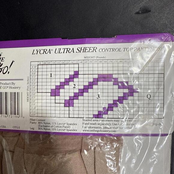 On The Go Hosiery Control Top Pantyhose Panty Hose Stockings Size 2 Nude New - Picture 11 of 11